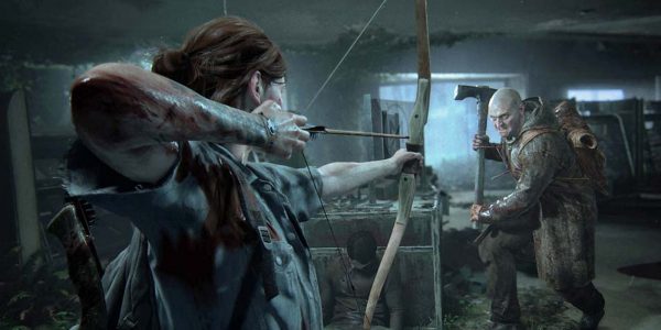 Karakter dari game The Last of Us Joel sedang mencoba memanah seorang pria